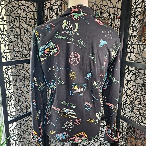 Koret Size Medium 80s Vintage Black Vacation/Travel Zip Jacket Pockets EUC - Picture 7 of 8